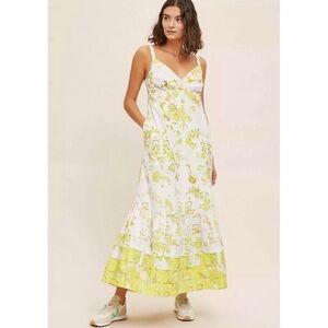 Anthropologie Solenne Flounced Maxi Dress